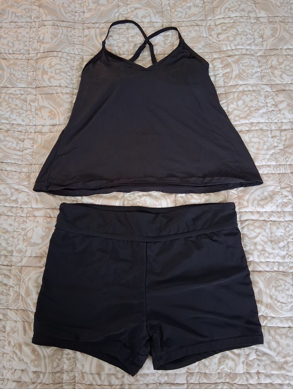 Anne Cole Black Tankini Top and Swim Shorts